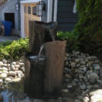After-installation of new rock water feature